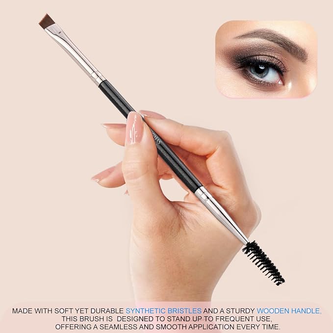 KINGMAS Eyebrow Brush Lashes Spoolie Duo Angled Eye Brow Brush | Eyelash Comb Tool for Lining and Shaping Brows or Lashes