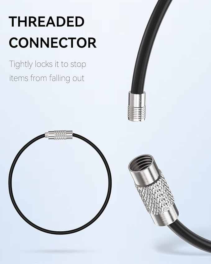 Uniclife 4 Inch Wire Keychain Cable Heavy Duty Stainless Steel Key Ring | Large Holder for Luggage Tag Keeper Travel, 1.8 mm Braided, 4.8 Inch Length, 1.6 Diameter, 80 lbs Hold, Corrosion Resistant