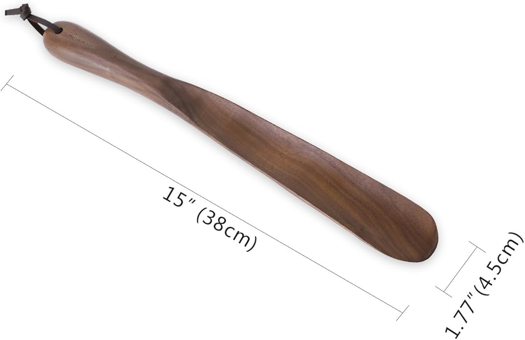 muso wood Shoe Horn Long Handle for Seniors,Wooden Shoehorn for Men, Women, Kids,Pregnancy
