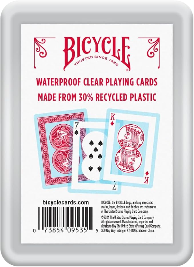 Bicycle Waterproof Playing Cards Red Plastic Deck Pool Beach | 100% waterproof and washable, Modern Cupid Back design, Protective clamshell case included, Durable yet flexible
