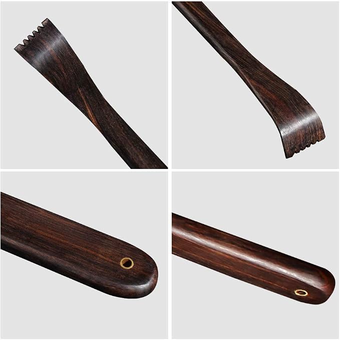 Tomorotec Wooden Back Scratcher 17 Inch Long Handle for Men Women Black | Thicken Extended Rosewood Handcrafted Itch Relief Body Massager for Elderly Seniors Dad Mom Christmas Stocking Stuffer