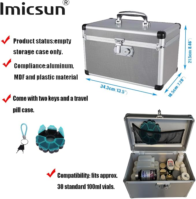 Lockable Med Storage Box Keys, Large Charcoal Gray Family Safe | Childproof Lock Keeps Medicine out of Kids, Large Capacity for Multi-Person Family Household