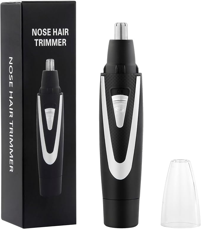 Ear and Nose Hair Trimmer Clippers: 2026 Professional Painless Eyebrow & Facial Hair Trimmers Remover for Men Women, Battery-Operated Nasal Clipper, Dual Edge Waterproof Blades for Easy Clean, Black