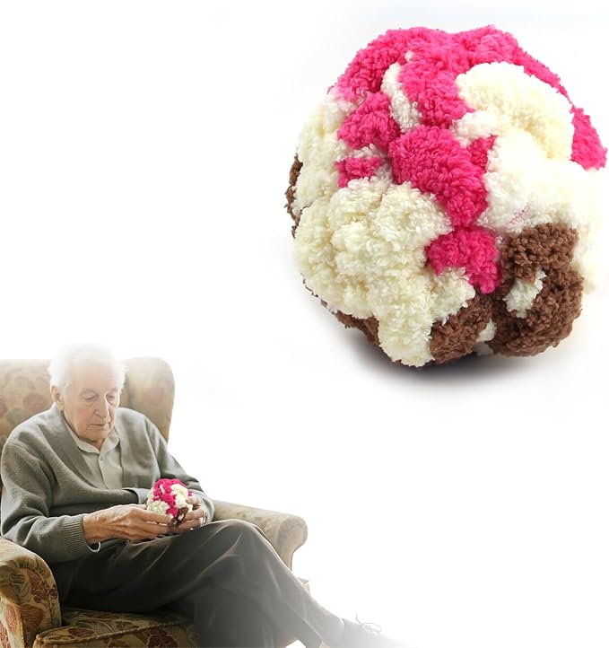 Sensory Ball for Anxiety Relief and Alzheimer's Dementia - Squeezeable Fidget Ball for Alzheimer's Dementia, Autism, ADHD, Bouncy Ball for Skin Pickers and Special Needs (Honey Curry)