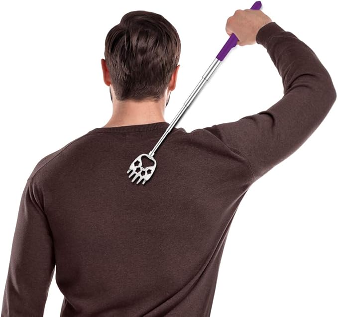 8 Pack Back Scratcher for Adults Extendable - Bear Claw Back Scratchers for Men - Portable Telescoping Backscratcher with Rubber Handles in Black, Green, Purple, Red Color