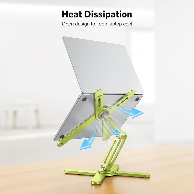 OMOTON LA10 360° Rotating Laptop Stand Riser Foldable for Desk, Citron | Aluminium Aolly, Adjustable Height Angles, Collaborative Work, Easy Storage, Fits Laptops up to 17", for MacBook Pro/Air HP