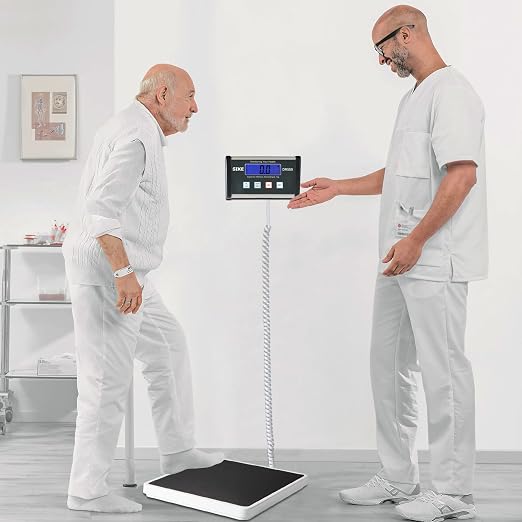 SIKE Digital Physician Scale, Medical Floor Scale for Body Weight, 550 lb Limit Professional Weight Scale, Portable Easy to Read Digital Display, Heavy Duty, Pound & KG Settings, 12.5" x 12" Platform | Portable