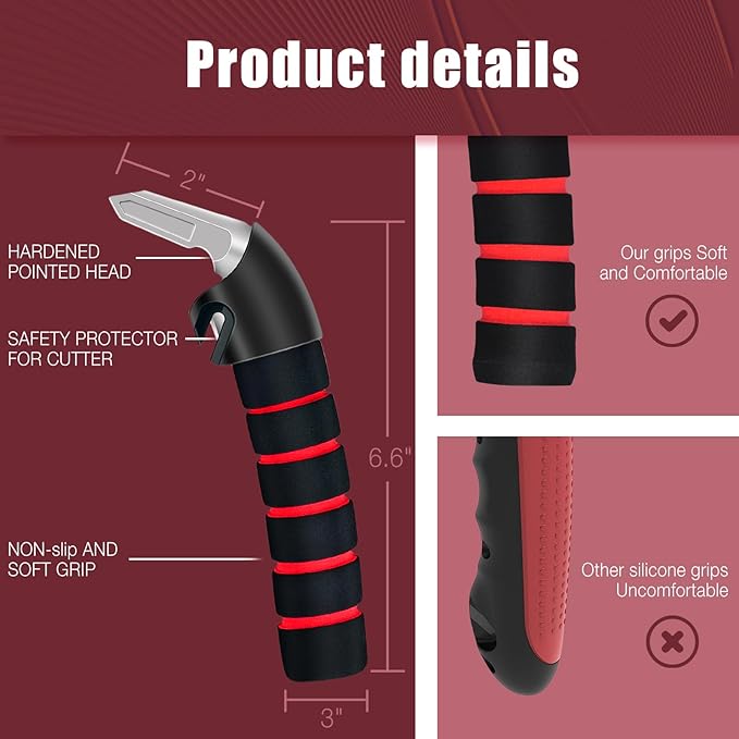 Car Door Handle for Elderly Car Assist Support Handle Multifunction Car Door Latch Bar for Seniors and Handicapped Red