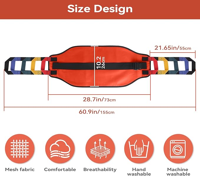 Transfer Belt Transfer Sling for Nursing Patients, Standing & Supports & Transfer Aids for Elderly, Gait Belt for Patient Care, Transfer Belt for Bedridden Patient