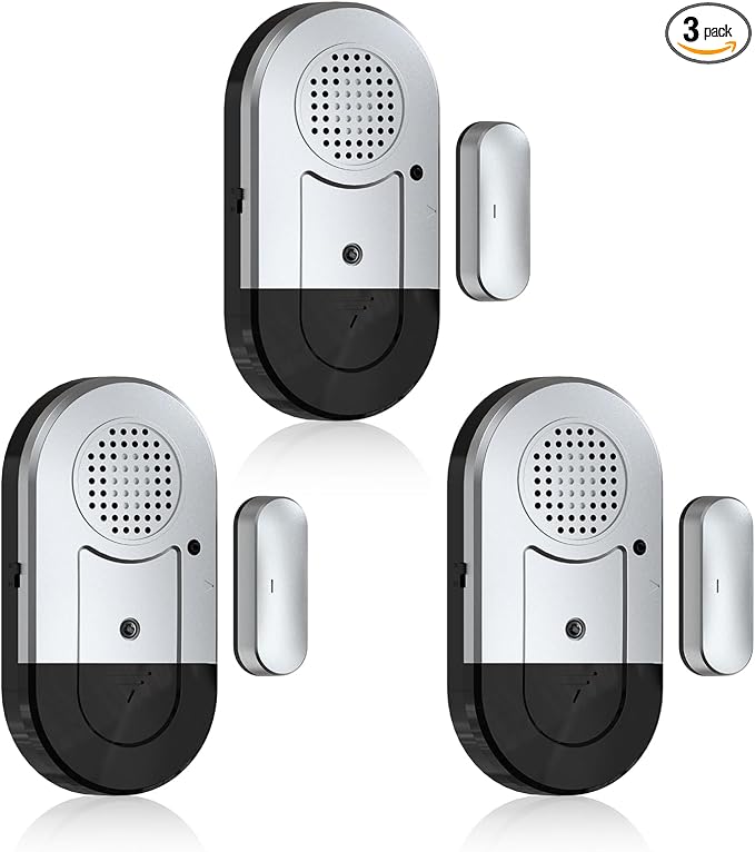 Sanjie Door Alarms When Opened,Door Window Alarm Sensors for Kids Safety/Home Security/Pool/Garage/Dementia/Toddler/Travel Security,Easy to Install,Volume Control/Loud Alert,Long Battery Life,3 Pack
