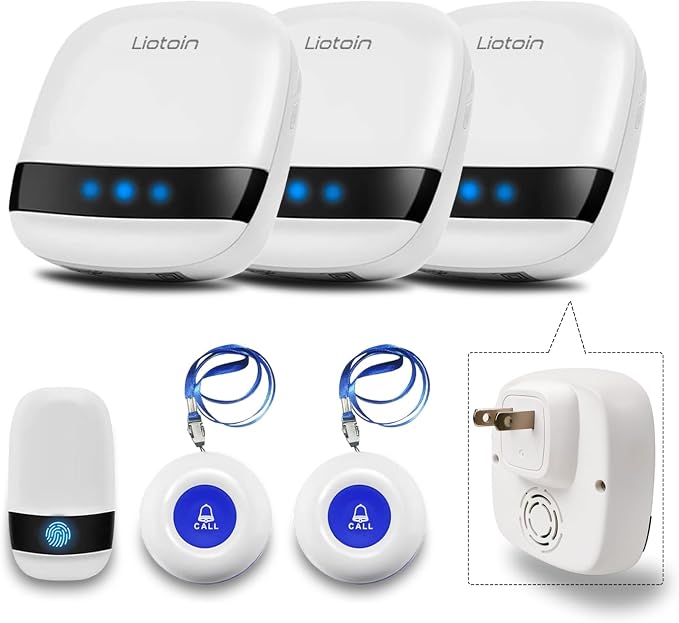 Caregiver Pager Wireless Call Button Alert Button Call Bell Emergency Button for Home/Elderly/Patients Panic Button Nurse Alert Call System 3Call Button 3Receivers (600+ft Operating Range)