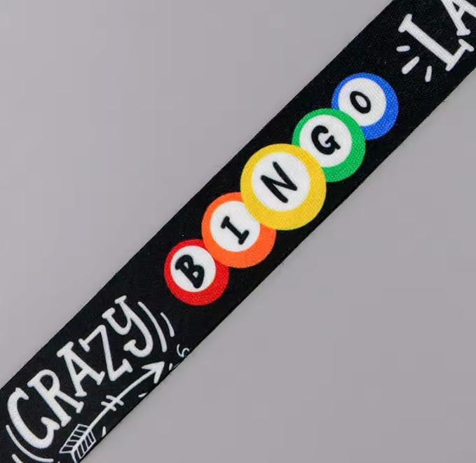 Crazy Bingo Lady Game Chance Gambling Ball Balls Number Numbers Cards Grid Card Senior Senior Center Church 17.7" Neck Lanyard Keychain Holder ID Badge Mobile Phone Pin Strap