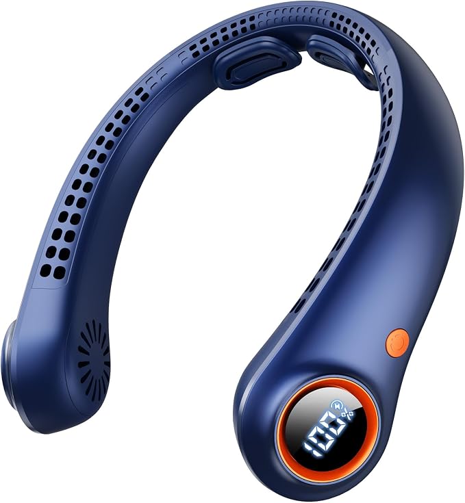 Portable Neck Fan, Quiet Cooling Neck Fan for Travel | 5000mAh, 5-Speed, Bladeless, Personal Fan