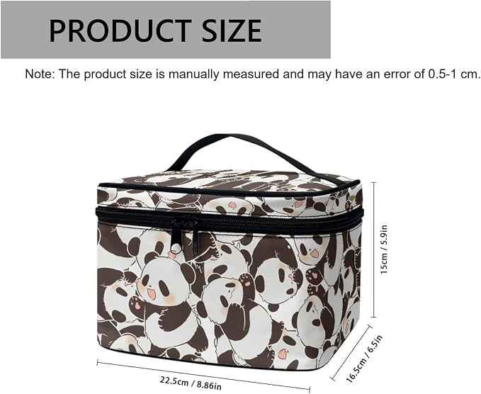 Cartoon Panda Bears Toiletry Bag Women Large Cosmetic Bag, Kawaii Panda Pattern Folding Bathroom Toiletry Cosmetic Organizer for Travel Essentials