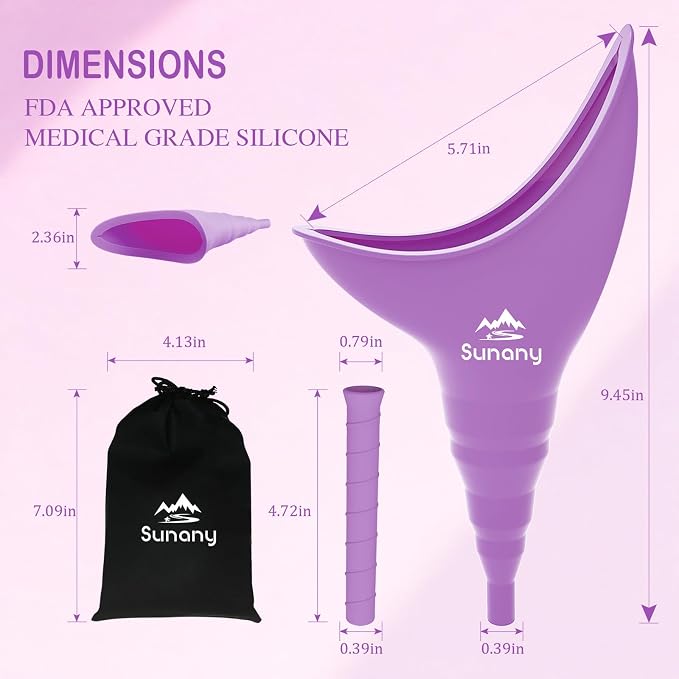 Female Urination Device, Reusable Female Urinal Silicone Women Pee Funnel | Women to Pee Standing Up, The Perfect Companion for Camping,Travel travel outdoor, folds compact, easy rinse