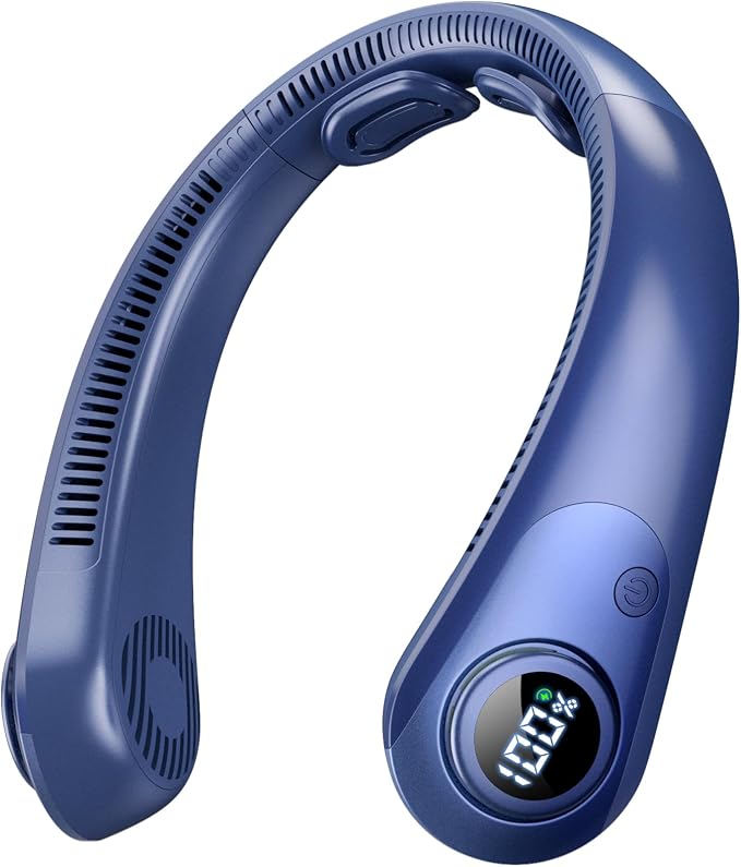 Portable Neck Fan that Blow Cold Air, LED Display, Rechargeable Hands-Free Wearable Cooling Personal Fan, 5 Speed, Neck Support, Bladeless Neck Air Conditioner, Gifts for Women/Men, Hot Flashes