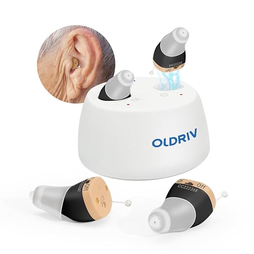 Rechargeable Hearing Aids for Adults Seniors, 1 Pair Completely-in-Canal (CIC) Hearing Aids for Adults Seniors Rechargeable OTC Hearing Aids Black