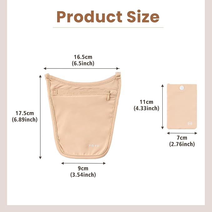 YOYI YOYI Money Belt Crossbody Detachable Cardholder Hidden Passport Wallet | Ultra-thin breathable material, detachable cardholder with secure clip, fits passport and cards — hidden crossbody protection