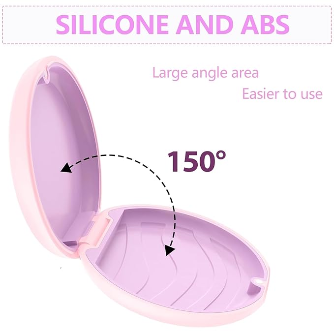 2 Retainer Case, Slim Aligner Cases for Invisalign, Mouthguard Case with Removal Tools& Aligners Chewies& Brush, Removable Inner Tray Silicone for Easy Cleaning (Pink-2pcs)