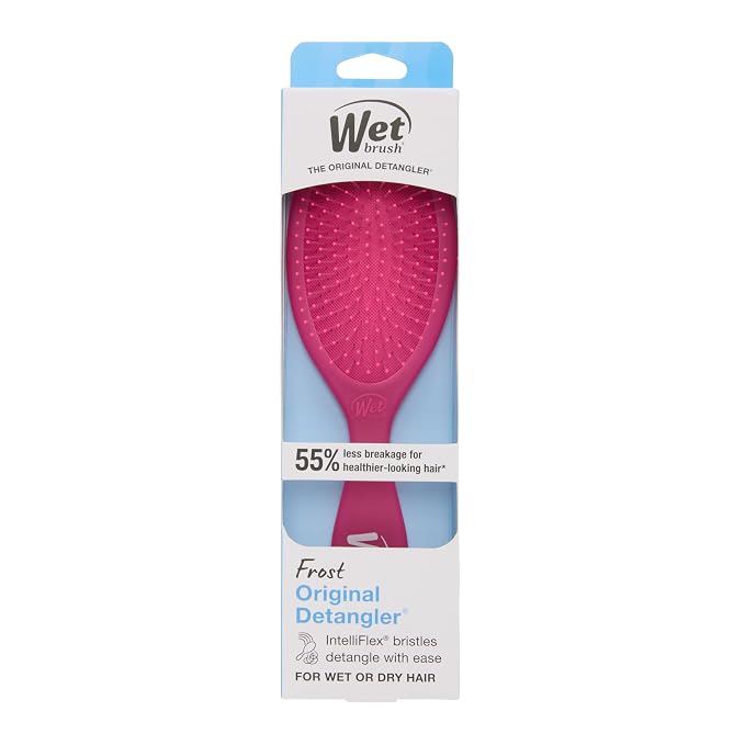 Wet Brush Original Detangler Hair Brush, Pink Frost - Ultra-Soft IntelliFlex Bristles - Detangling Brush Glides Through Tangles For All Hair Types (Wet Dry & Damaged Hair) - Women & Men (Pack of 2)