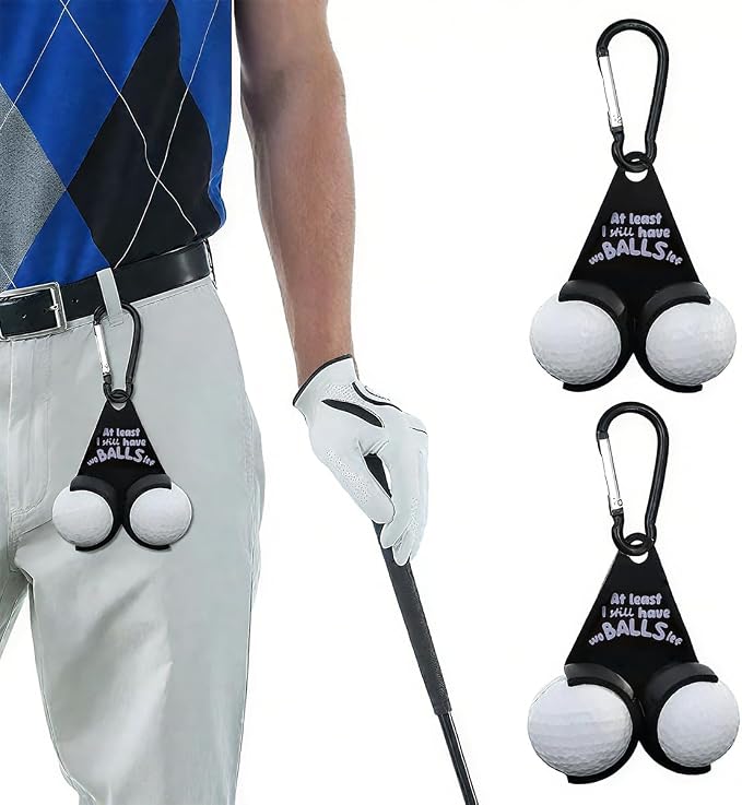 2Pcs Portable Golf Ball Holder Funny Gifts, Easy Attachment to Bag or Cart, Golf Accessories for Men & Women