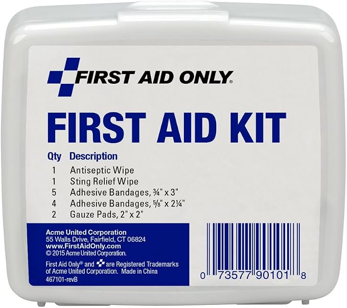 First Aid Only PhysiciansCare On-The-Go Emergency First Aid Kit for Home, Work, and Travel, 13 Pieces (Antiseptic Wipes, Sting Relief Wipes, Gauze Pads, Bandages) (Pack of 6)