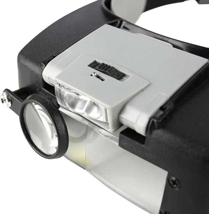 Headband Magnifier with Light，Glasses for Close Work,10X | Loupe Visor for Repair,Crafts, Hobby，Jewelers，hands free magnifying glasses with light,miniature painting magnifier