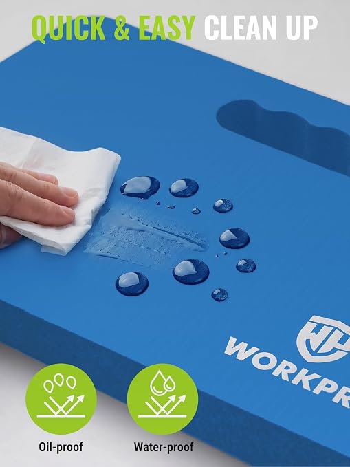 WORKPRO Extra Thick Kneeling Pad, 2-Pack, 17.5 x 11 x 1.5 in | Robin Egg Blue & Blue, Soft NBR Foam Cushioning, Large Foam Kneeler Mat for Gardening, Exercise, Workout Supplies