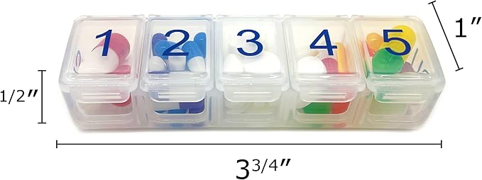 e-Pill 5 Times a Day x 7 Day Compact Weekly Pill Organizer, Vitamin and Medicine Pill Box - with Discreet Case
