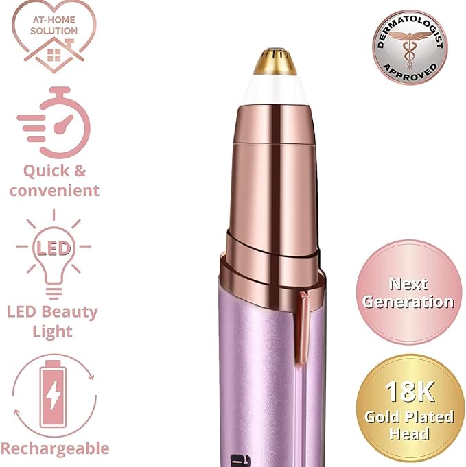 gurelax Eyebrow Trimmer for Women,Electric Eyebrow Hair Remover, Painless Brow Razor Shaper with LED Light, USB Rechargeable, Eye Brow and Face Epilator