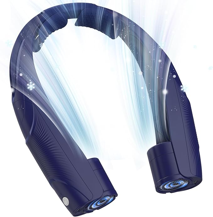 Neck Fan, 6000mAh USB Rechargeable Hands Free Personal Fan, 6 Speeds Adjustable Portable Neck Fans, Faster Cooling Wearable Fan, Ultra Quiet for Outdoor, Travel, Home, Office - Navy Blue