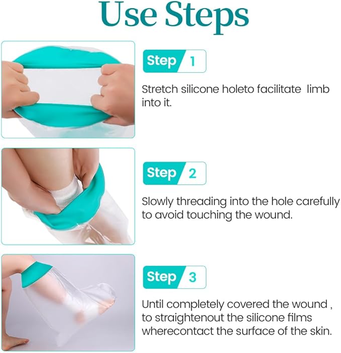 Cast Covers for Shower Leg, Waterproof Cast Cover for Showering, Cast Protector for Shower Leg Adult, Shower Boots for Foot after Surgery, Ankle, Foot (Diameter - 7.9")