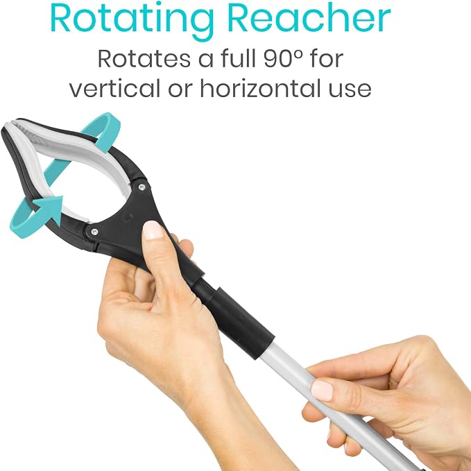 Vive Reacher Grabber Tool - 32" Extra Long Pickup Aid (2 Pack) - Trash Picker Upper, Rotating Hand, Heavy Duty Grip Arm - Reaching Assist for Litter, Elderly, Garden Nabber, Disabled, Handicap Arm | Picker Upper, Rotating Hand, Heavy Duty Grip Arm - Re...
