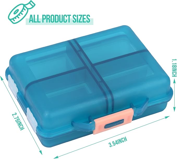 Travel Pill Organizer Small 8 Grid Compartments Pill Holder Box - Portable Medicine Container Case - Daily Weekly Medication Organizer