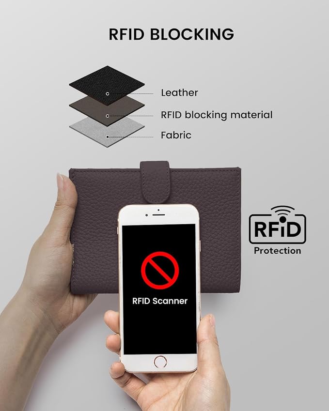 Karmiir RFID Passport Holder Travel Wallet for Women, Leather Passport Cover with Card Holders SIM Slots, Zippered Coins Pocket and Cash Slot Slim Compact Travel Wallet (Coffee)