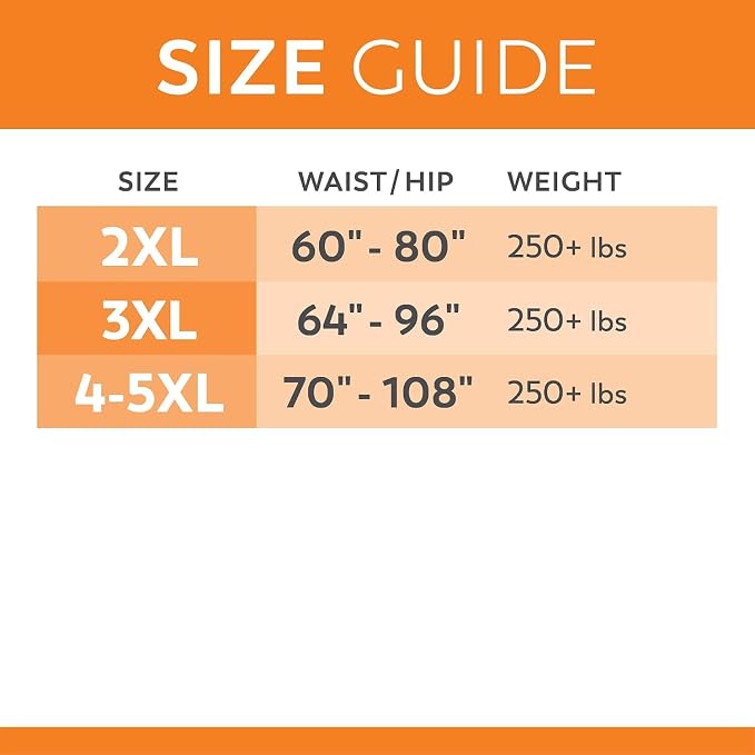 Tranquility Bariatric Disposable Briefs 3X-Large with HI-Rise High Waistline, Peach Mat Core & Secure Kufguard Technology for Skin Integrity, Latex-Free, 34oz Capacity, 32ct Case