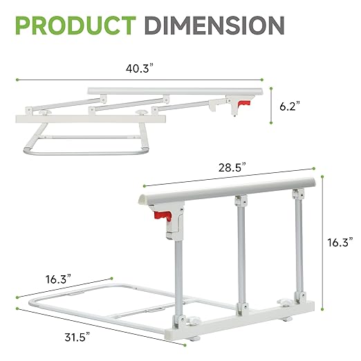 Real Relax Bed Rails for Elderly Adults Safety, Folding Bed Railings for Seniors Fit Full Twin King Queen Size, for Elderly Adults Rail Assist for Seniors Safety Bed, 28.5"x16.3"