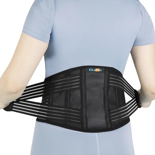 Back Brace for Lower Back Pain Relief,Back Support Belt for Men & Women | 6 Stainless Steel Spring Lumbar Support Belt For Herniated Disc and Sciatica，Four 2-in-1 elastic bands on the back Back Belt