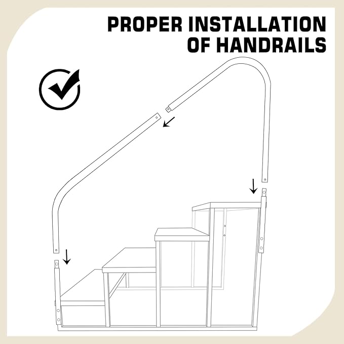 Step Ladder, Step Stool with Handle, Heavy Duty Pool Ladder Above Ground 660Lbs, Camper Steps Outdoor Steps RV Stairs for Reaching High, Portable Home Stairs for Travel Trailer (5 Step, Single Handle)