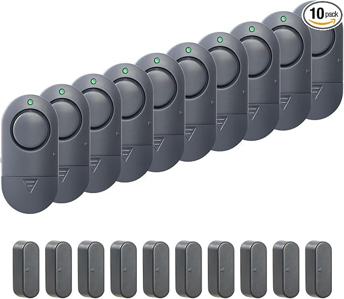 Window Alarm Sensors, 120DB Loud Door Chimes for Store, Window and Door Alarms for Kids Safety (10 Pack)