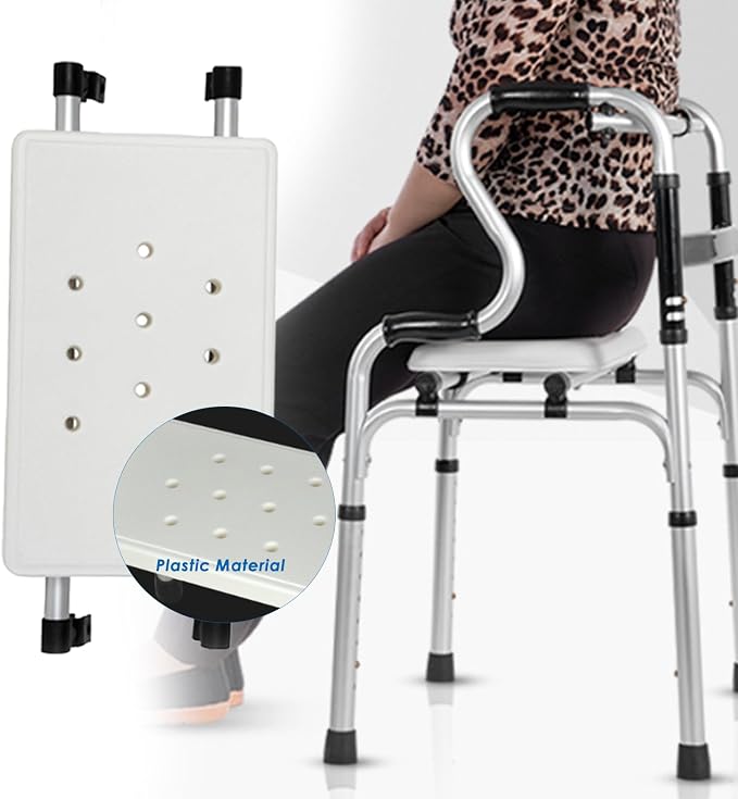 Adjustable Walker Rest Seat, Folding Walker Attachable Seat for Elderly Disabled, Range:20"~24" (Plastic)