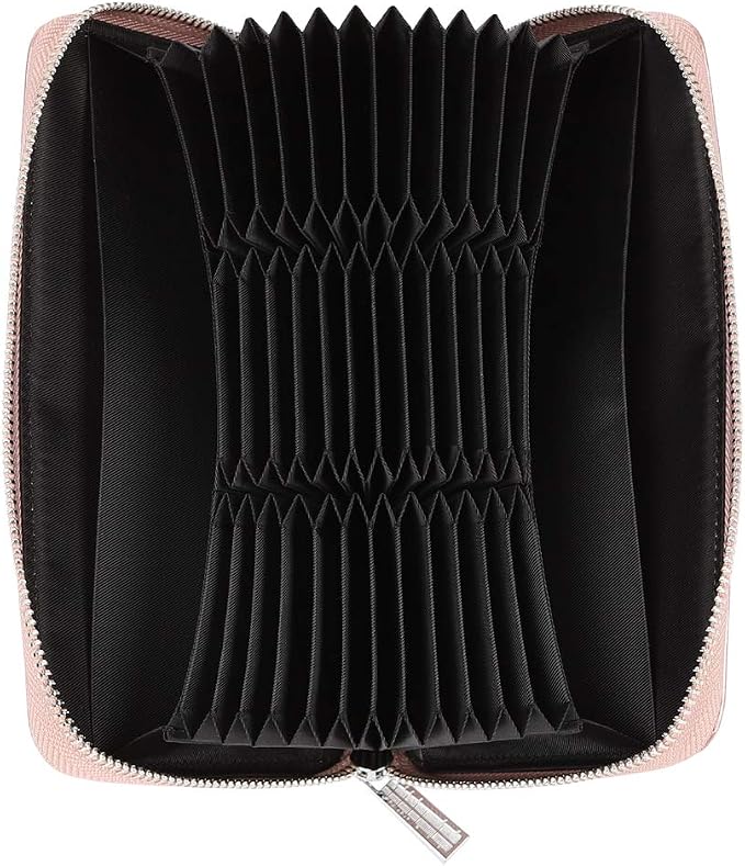 Women 36 Slots RFID Blocking Card Holder Large Long Leather Zipper Organizer Accordion Wallet,Rose Gold