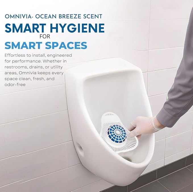 Urinal Cakes for Men Bathroom,12 Pack Urinal Screen Deodorizers, Up to 3000 Flushes, Ocean Breeze Scent, Splash-Free Design, Fits All Urinals, Urinal Deodorizer