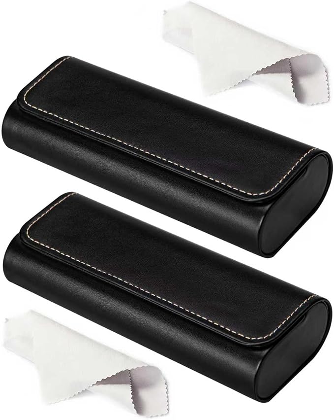 RayLove Hard Shell Glasses Case, Lightweight Leather Eyeglass Case, Travel-Friendly Sunglasses Protector for Men & Women