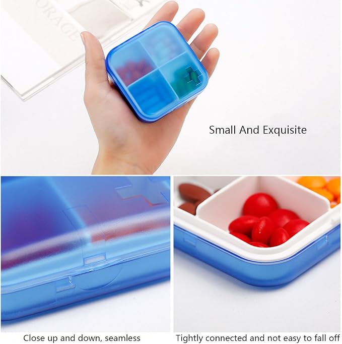 Portable Pill Organizer - Slim Pill Box for Purse or Travel, Compact Pill Case(4 Compartment,White)