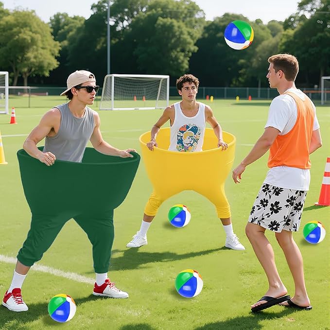 ROMANKAS Granny Pants Outdoor Game Green Granny Pant Yard Game with 8 Bouncy Balls and 1 Air Pump (Random Colors) 2 Pack Grandma Pant Games Gold Adult Granny Pants Games for Backyard Party