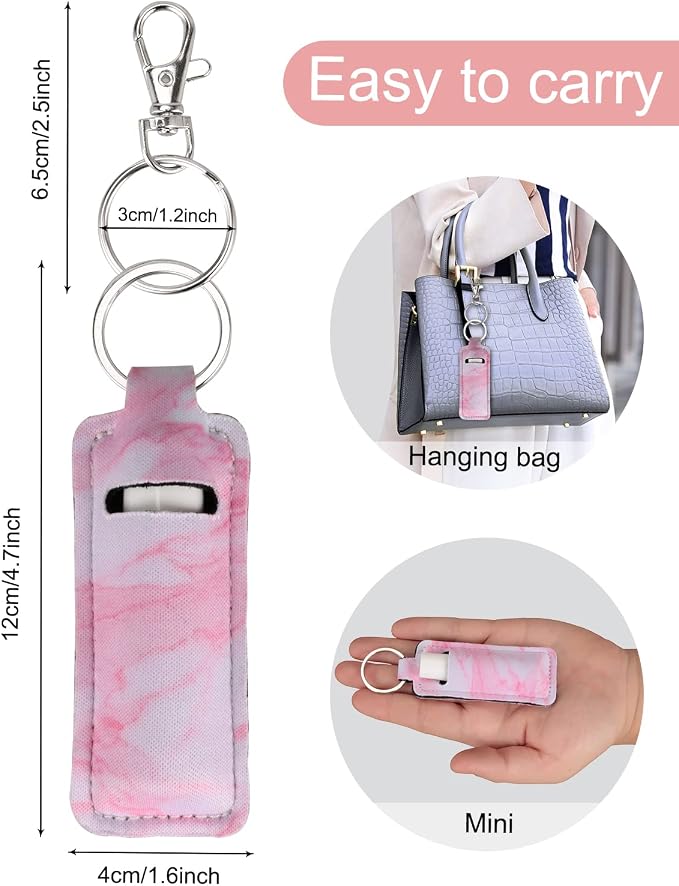 Meiiy Chapstick Holder Keychain Lip Balm Holder Lipstick Sleeve Pouch Lip Gloss Holder Stocking Stuffers Gift for Women