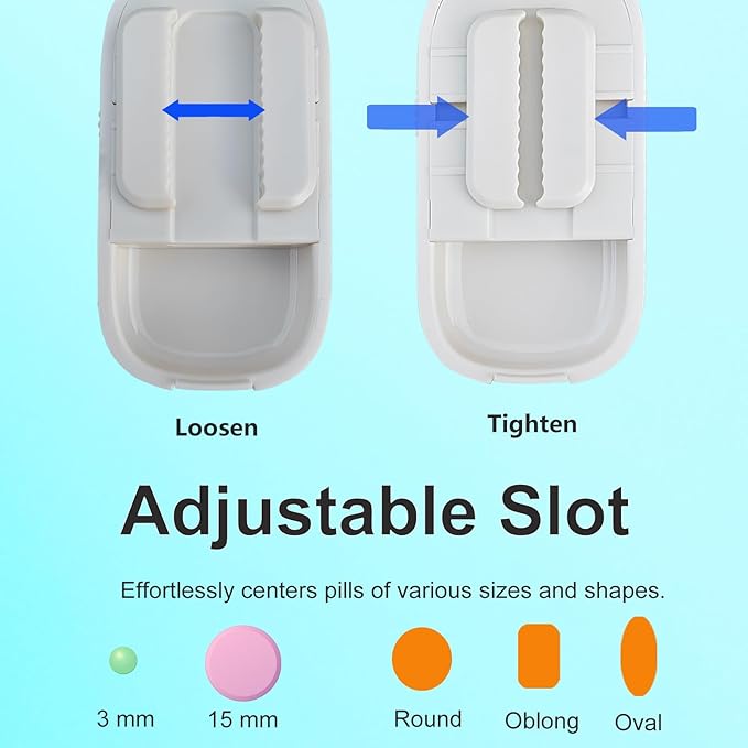 Pill Cutter for Cutting Multiple Pills, 1/2 1/4 Pill Splitter for Large, Small and Tiny Pills, with Improved Sharp Blade, Storage Organizer, Accurate Centering Alignment Device