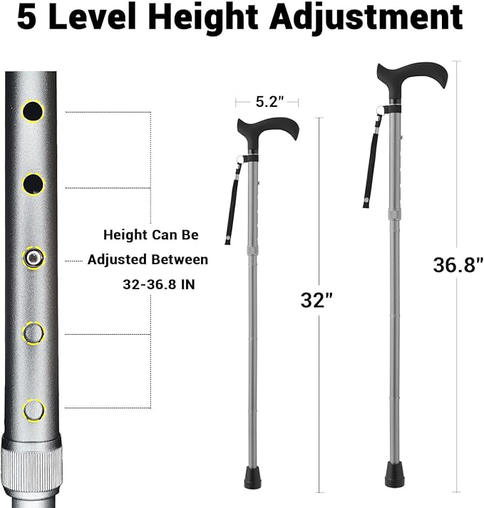 Walking Cane - Collapsible Adjustable Folding Canes for Men & Women, Walking Stick with for Seniors & Adults