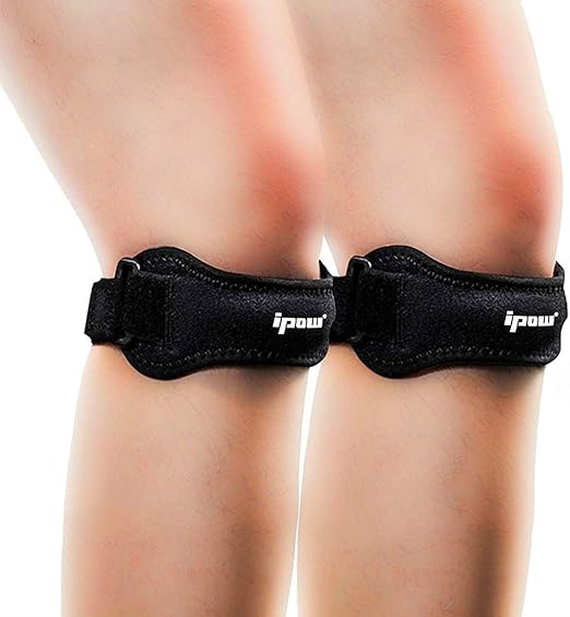 IPOW Patella Tendon Knee Strap 2 Pack Knee Pain Relief & Patella Stabilizer Knee Strap, Patellar Tendon Support Strap, Knee Brace for Running, Hiking, Soccer, Basketball, Jumpers Knee, Tennis, Volleyball & Squats